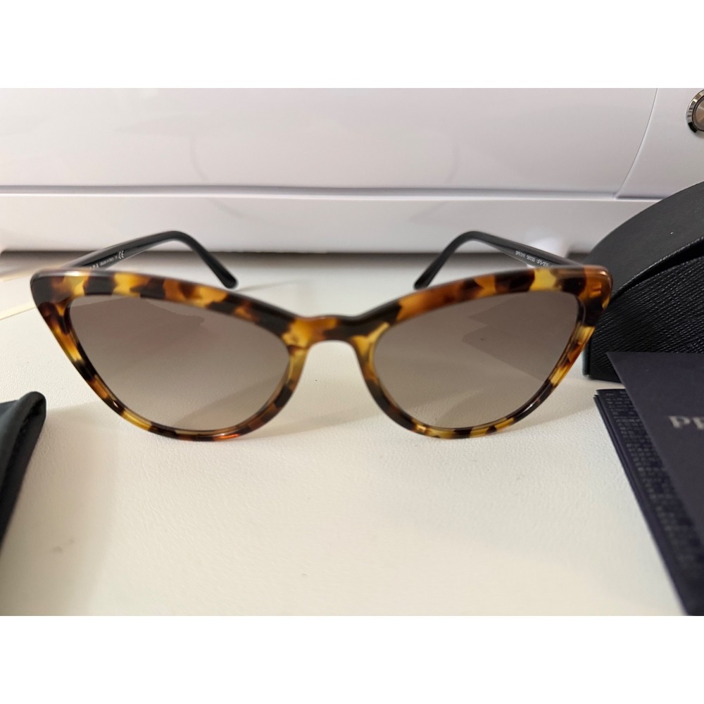 Prada SPR 01V Tortoise Cat Eye Sunglasses Women Brown Gradient Made in Italy